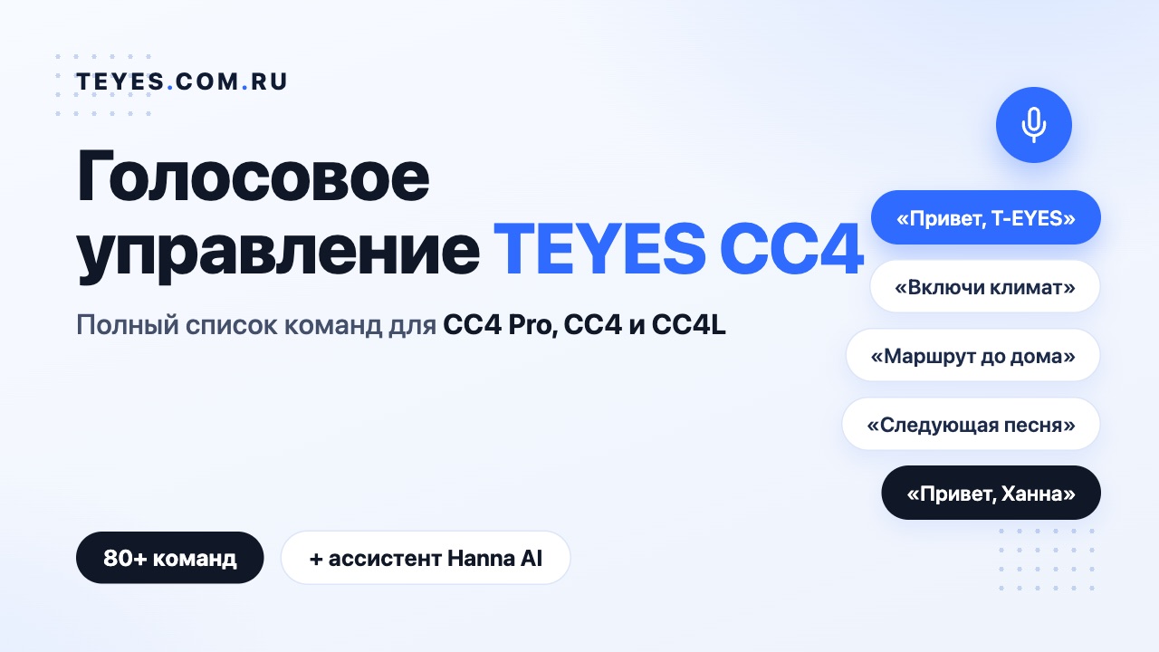 Голосовое управление TEYES CC4: полный список команд