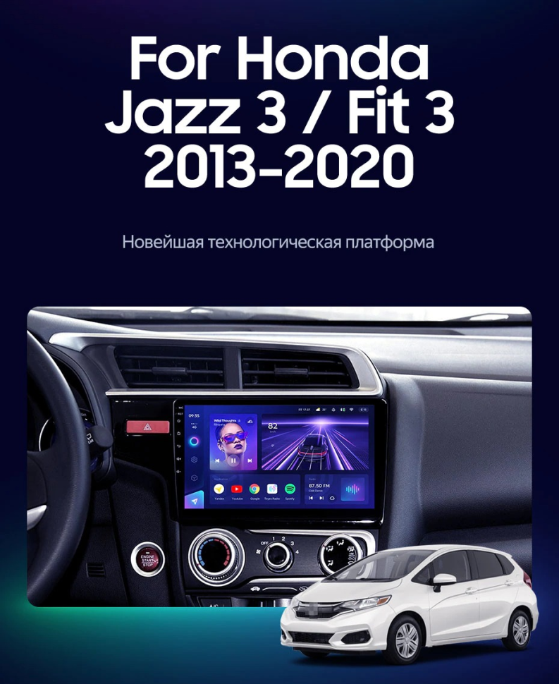 Штатная магнитола Teyes CC3 2K 4/32 Honda Jazz 3 (2013-2020) Тип-B