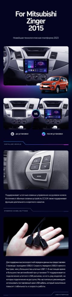 Штатная магнитола Teyes CC3 4/32 Mitsubishi Zinger 2015+