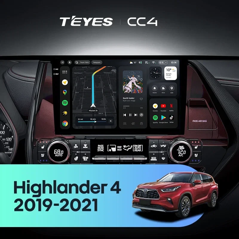 Штатная магнитола Teyes CC4 6/64 Toyota Highlander 4 XU70 (2019-2021)