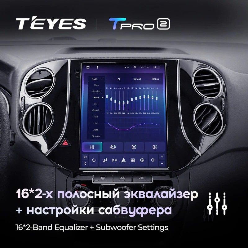 Штатная магнитола Tesla style Teyes TPRO 2 4/32 Volkswagen Tiguan 1 NF (2007-2016)