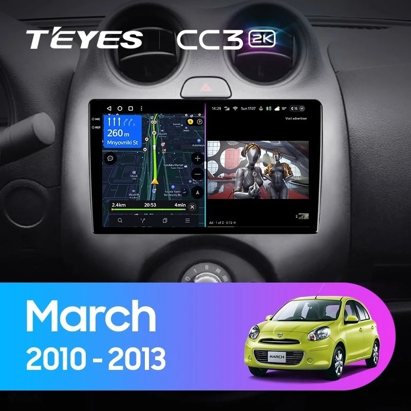 Штатная магнитола Teyes CC3 2K 4/64 Nissan March K13 (2010-2013)