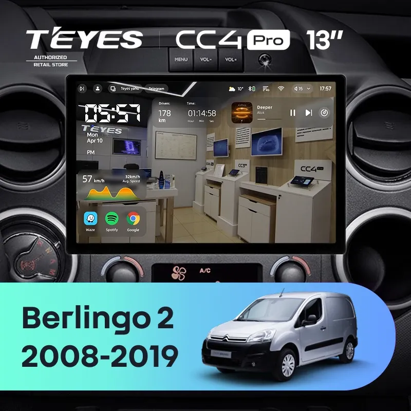 Штатная магнитола Teyes CC4 Pro 8/128 Citroen Berlingo 2 B9 (2008-2019) (13")