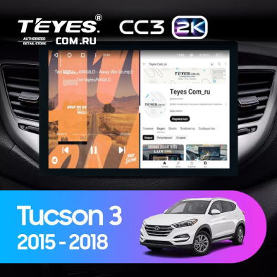Штатная магнитола Teyes CC3 2K 4/64 Hyundai Tucson 3 (2015-2018) Тип-A (13")