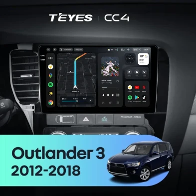 Штатная магнитола Teyes CC4 8/128 Mitsubishi Outlander 3 GF0W GG0W (2012-2018) Тип-A Правый руль