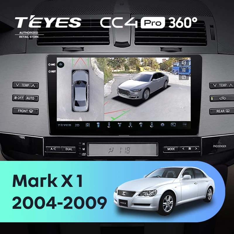Штатная магнитола Teyes CC4 Pro 360 12/256 Toyota Mark X X120 (2004-2009) Правый руль