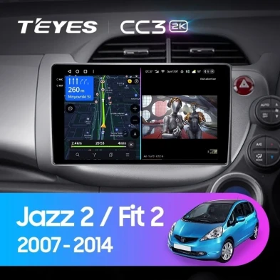 Штатная магнитола Teyes CC3 2K 6/128 Honda Fit GE GP GE (2007-2014) Правый руль
