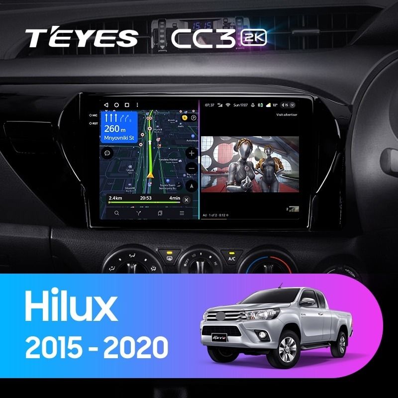 Штатная магнитола Teyes CC3 2K 4/64 Toyota Hilux Pick Up AN120 (2015-2020) Правый руль