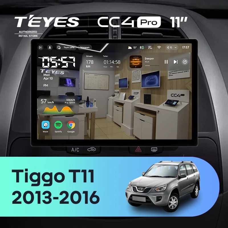 Штатная магнитола Teyes CC4 Pro 8/128 Chery Tiggo T11 FL (2013-2016) (11")