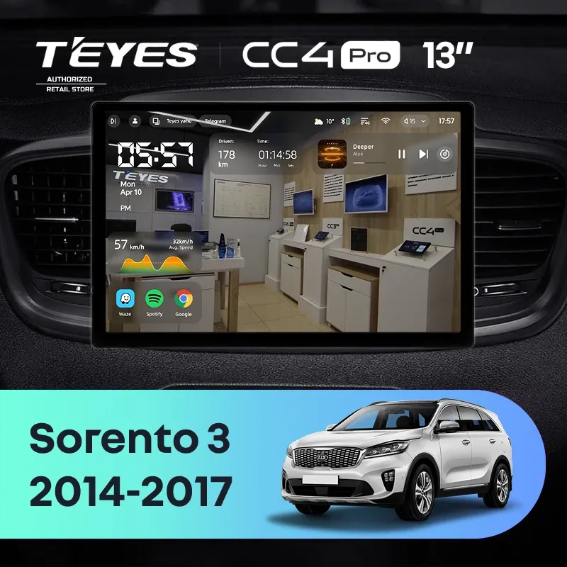 Штатная магнитола Teyes CC4 Pro 12/256 Kia Sorento 3 Prime (2014-2017) Тип-B (13")