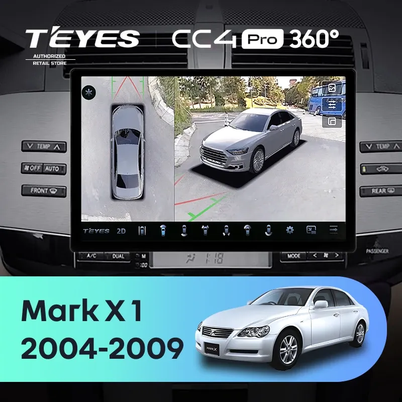 Штатная магнитола Teyes CC4 Pro 360 8/128 Toyota Mark X 1 X120 (2004-2009) (13")