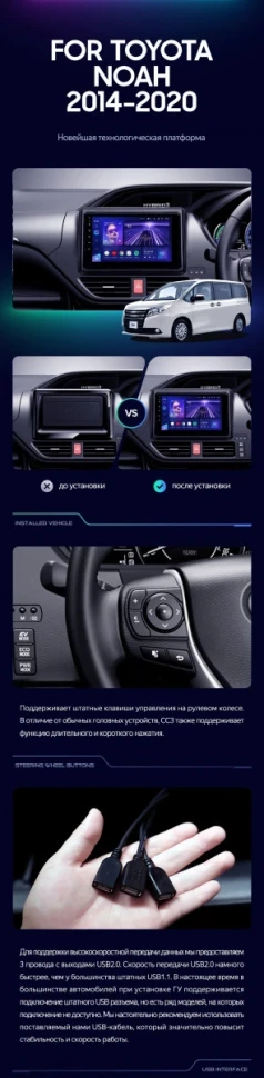 Штатная магнитола Teyes CC3 4/32 Toyota Voxy III R80 (2014-2020) F1 Правый руль