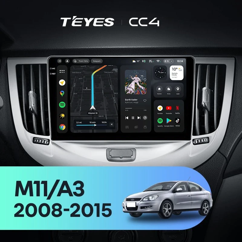 Штатная магнитола Teyes CC4 6/64 Chery M11 A3 (2008-2015)