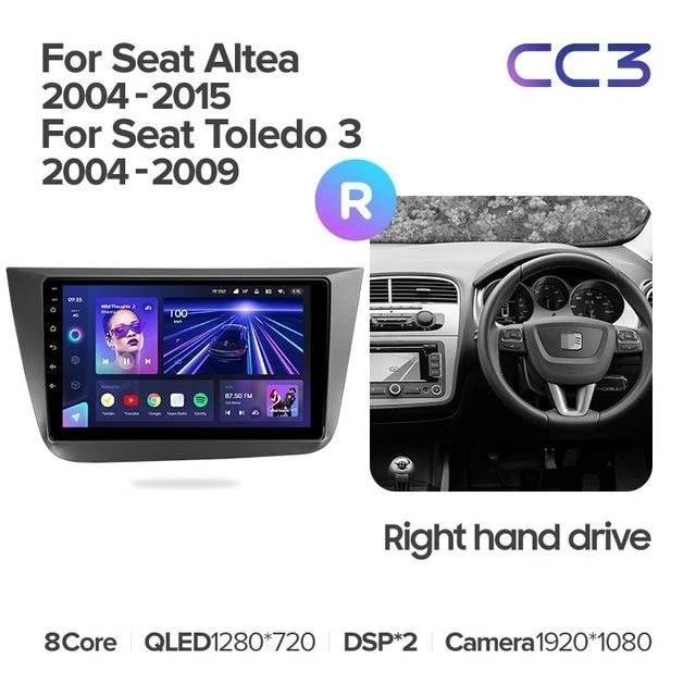 Штатная магнитола Teyes CC3L 4/32 Seat Toledo 5P 3 (2004-2009) Правый руль