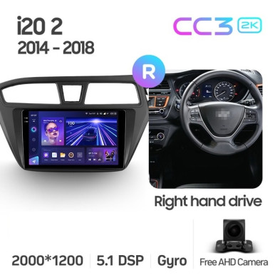 Штатная магнитола Teyes CC3 2K 360 6/128 Hyundai i20 2 GB (2014-2018) Правый руль