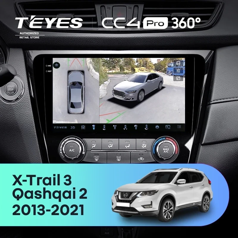 Штатная магнитола Teyes CC4 Pro 360 12/256 Nissan Qashqai 2 (2013-2021) F2 климат контроль Тип-AB