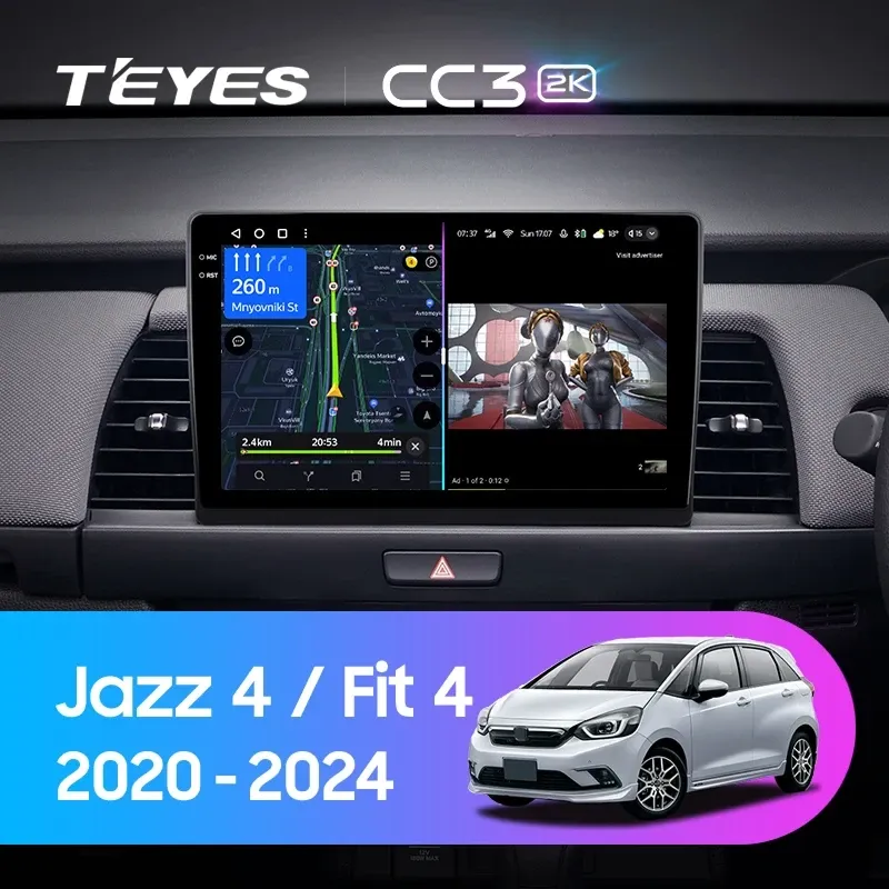 Штатная магнитола Teyes CC3 2K 6/128 Honda Fit 4 (2020-2024) Тип-B Правый руль