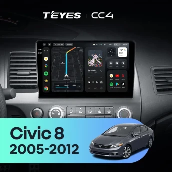 Штатная магнитола Teyes CC4 6/64 Honda Civic 8 FK FN FD (2005-2012) Правый руль