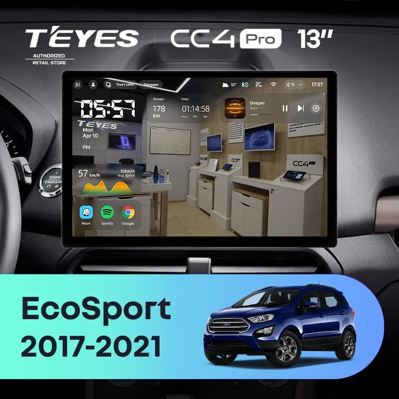 Штатная магнитола Teyes CC4 Pro 12/256 Ford EcoSport (2017-2021) (13")