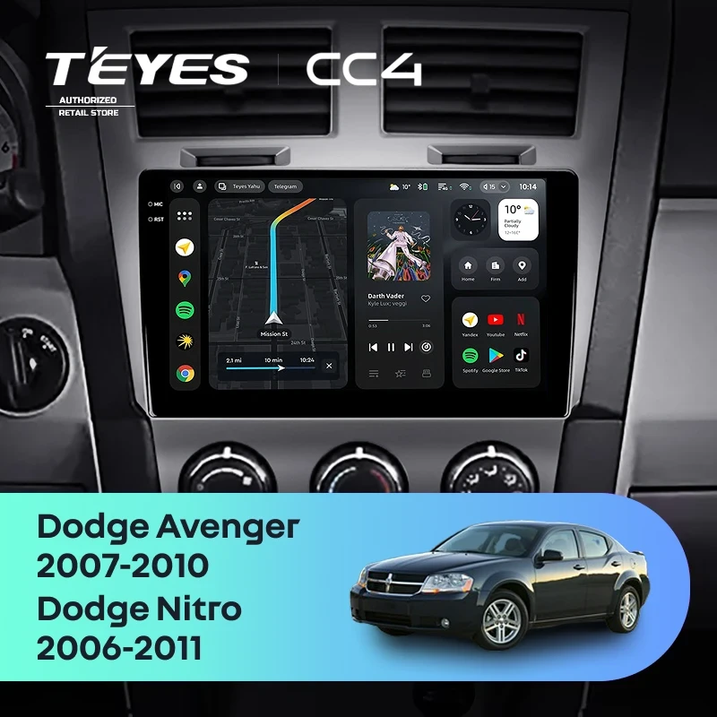 Штатная магнитола Teyes CC4 8/128 Dodge Avenger JS (2007-2010)