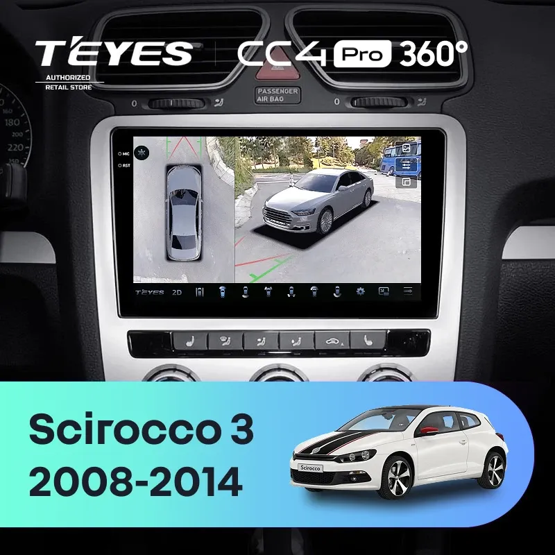 Штатная магнитола Teyes CC4 Pro 360 8/128 Volkswagen Scirocco 3 (2008-2014) F4 (Серая)