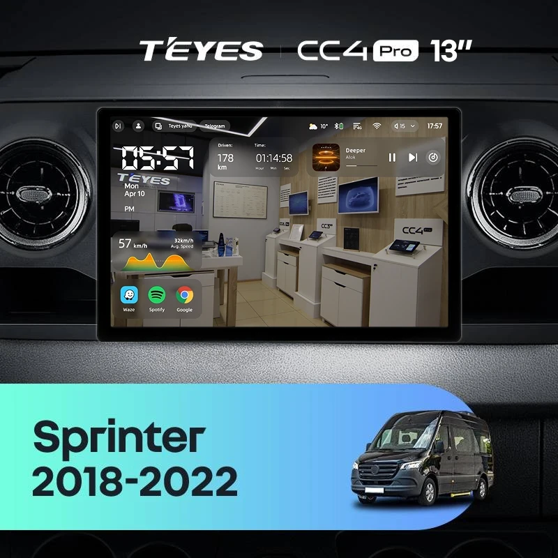 Штатная магнитола Teyes CC4 Pro 12/256 Mercedes-Benz Sprinter (2018-2022) F1 (13")