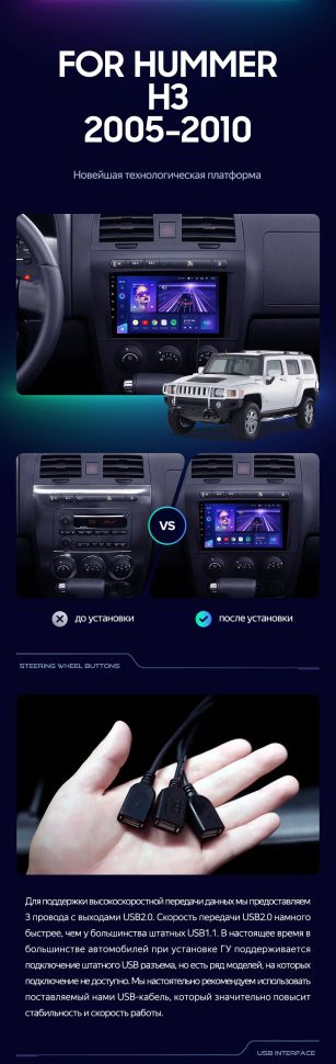 Штатная магнитола Teyes CC3 2K 4/64 Hummer H3 1 (2005-2010)