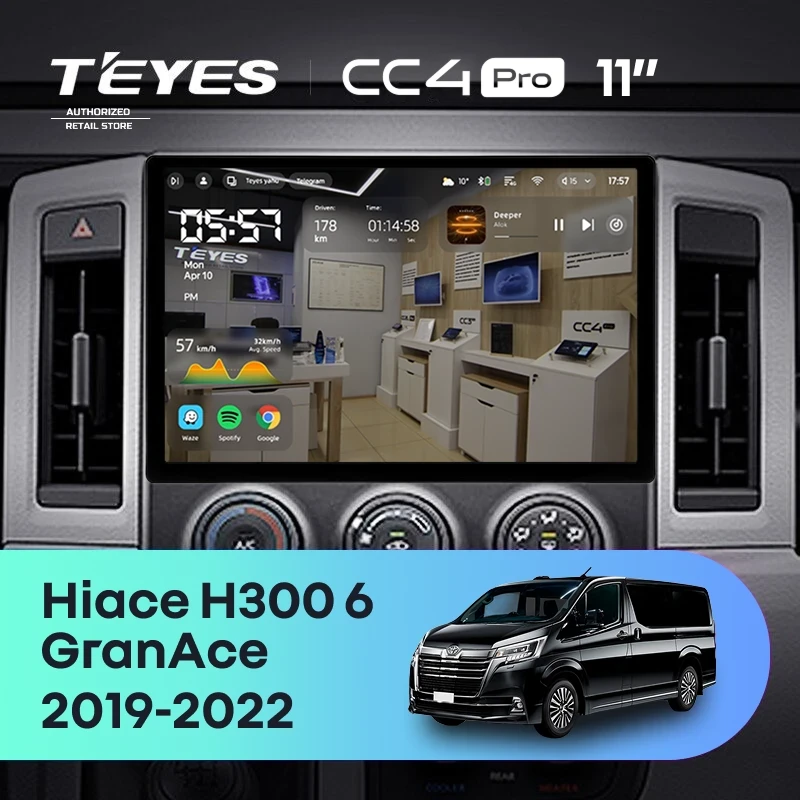 Штатная магнитола Teyes CC4 Pro 8/128 Toyota Hiace H300 VI (2019-2022) Тип-A (11")