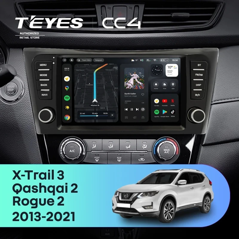 Штатная магнитола Teyes CC4 8/128 Nissan X-Trail 3 T32 (2013-2021) F4 климат контроль Тип-AB с кнопками