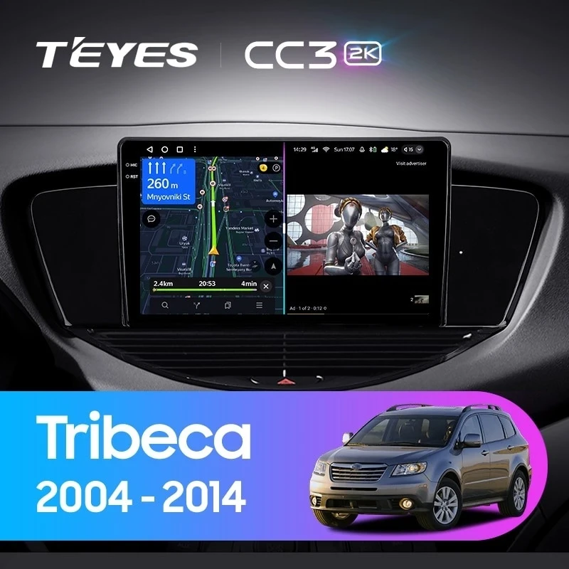 Штатная магнитола Teyes CC3 2K 4/64 Subaru Tribeca WX W10 (2004-2014)