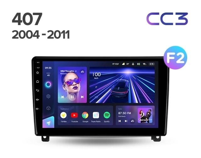 Штатная магнитола Teyes CC3 4/32 Peugeot 407 (2004-2011) F2