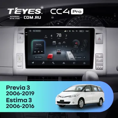 Штатная магнитола Teyes CC4 Pro 12/256 Toyota Previa XR50 3 (2006-2019) Правый руль