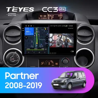 Штатная магнитола Teyes CC3 2K 6/128 Peugeot Partner (2008-2019)
