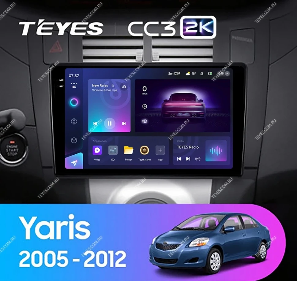 Штатная магнитола Teyes CC3 2K 4/32 Toyota Yaris XP90 (2005-2012) F1