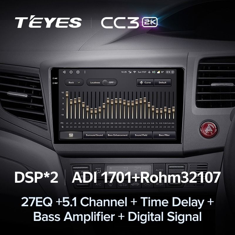Штатная магнитола Teyes CC3 2K 4/64 Honda Civic 9 FB FK FD (2011-2015) Правый руль