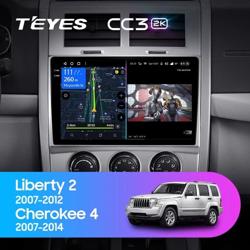 Штатная магнитола Teyes CC3 2K 4/32 Jeep Liberty 2 KK (2007-2012)