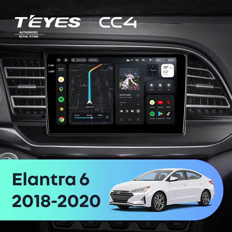 Штатная магнитола Teyes CC4 8/128 Hyundai Elantra 6 (2018-2020) Тип-A