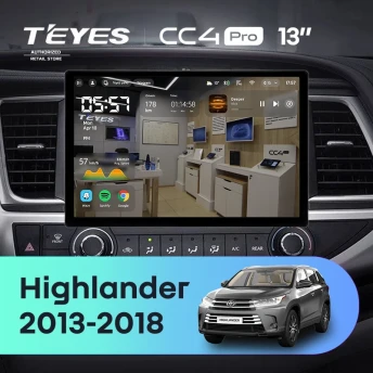 Штатная магнитола Teyes CC4 Pro 8/128 Toyota Highlander 3 XU50 (2013-2018) (13")