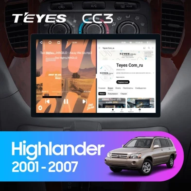 Штатная магнитола Teyes CC3 2K 6/128 Toyota Highlander 1 XU20 (2001-2007) (11")