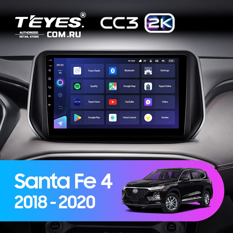 Штатная магнитола Teyes CC3 2K 360 6/128 Hyundai Santa Fe 4 (2018-2020)
