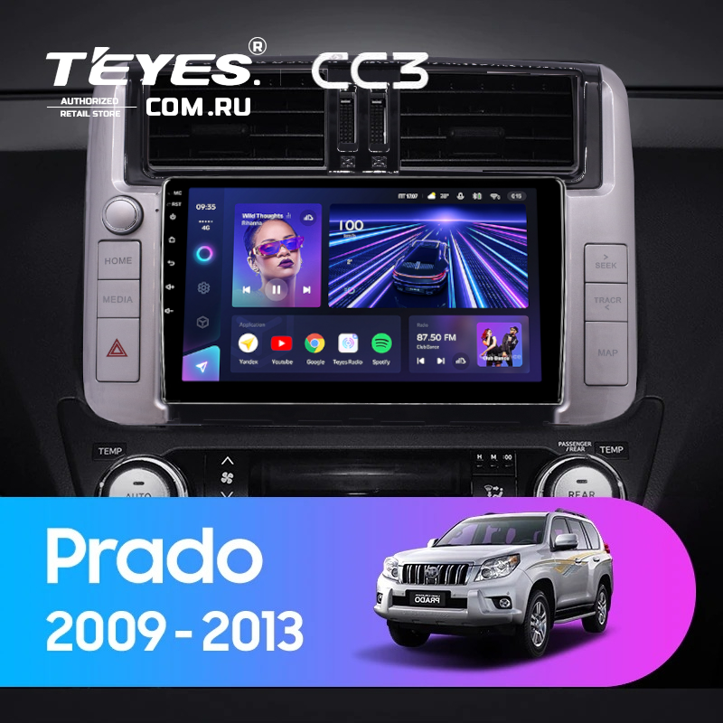 Штатная магнитола Teyes CC3 4/32 Toyota Land Cruiser Prado 150 (2009-2013) F2 Тип-C