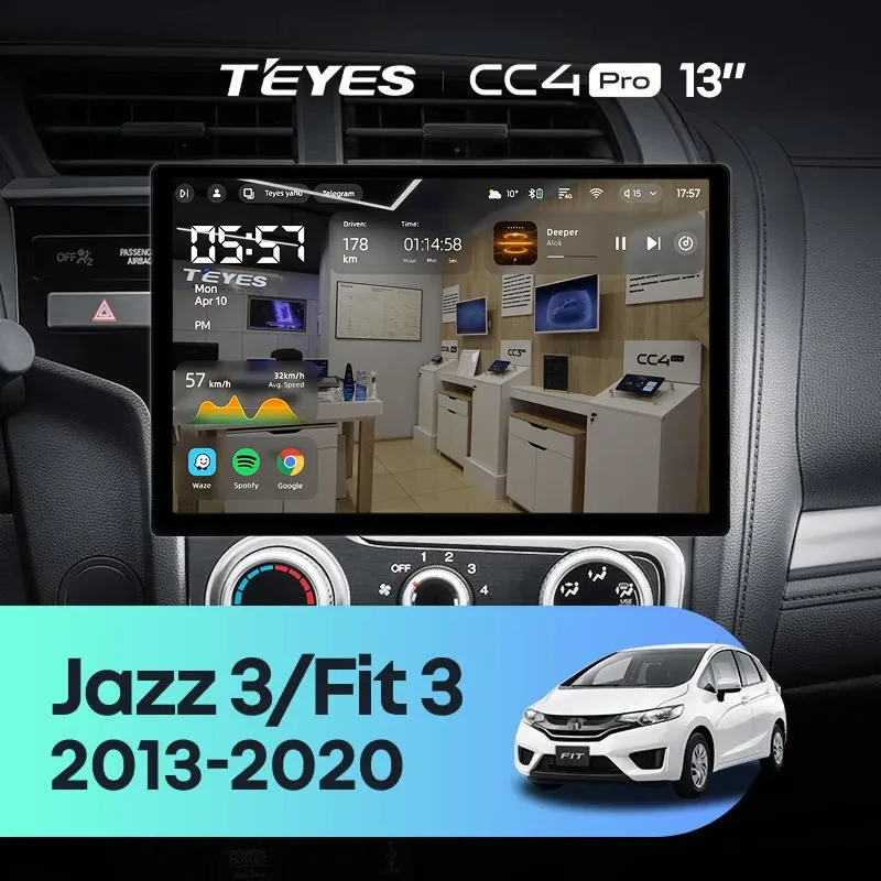 Штатная магнитола Teyes CC4 Pro 8/128 Honda Fit 3 GP GK (2013-2020) Тип-B (13")