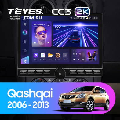 Штатная магнитола Teyes CC3 2K 6/128 Nissan Qashqai 1 J10 (2006-2013) F1 (13" с кнопками)