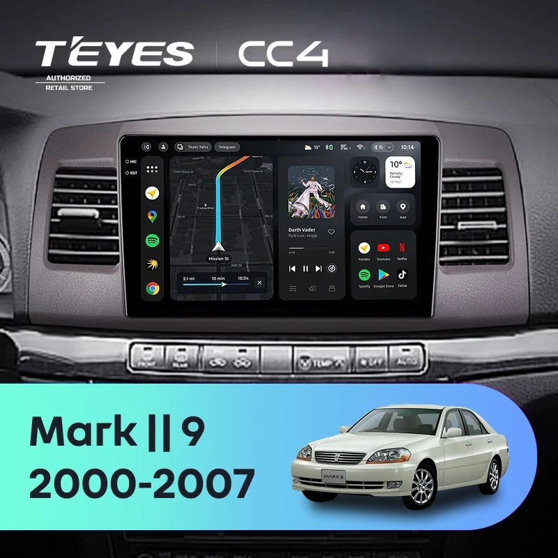 Штатная магнитола Teyes CC4 8/128 Toyota Mark II 9 X110 (2000-2007) F2