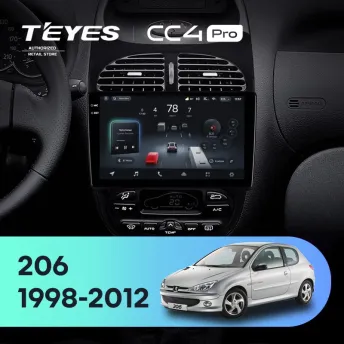 Штатная магнитола Teyes CC4 Pro 8/128 Peugeot 206 (1998-2012) F1