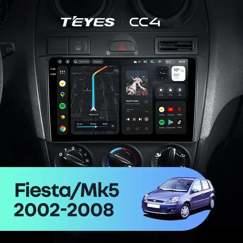 Штатная магнитола Teyes CC4 6/64 Ford Fiesta Mk5 (2002-2008)