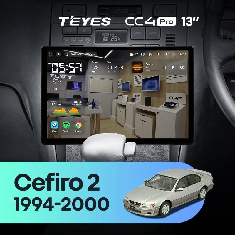 Штатная магнитола Teyes CC4 Pro 12/256 Nissan Cefiro 2 A32 (1994-2000) F1 (13")