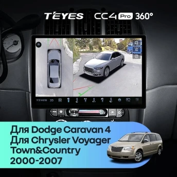 Штатная магнитола Teyes CC4 Pro 360 12/256 Chrysler Town & Country 4 RS (2000-2007) Тип-B (13")