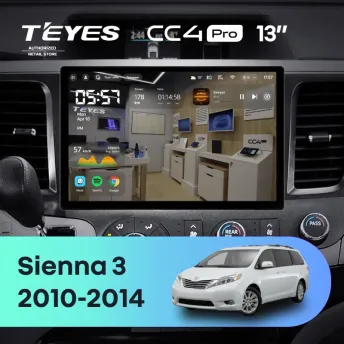 Штатная магнитола Teyes CC4 Pro 12/256 Toyota Sienna 3 XL30 (2010-2014) (13")