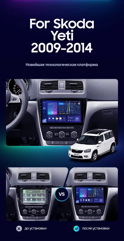 Штатная магнитола Teyes CC3L 4/32 Skoda Yeti 5L (2009-2014)
